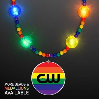 Bright Beads Rainbow Party Necklace with Medallion - PRINTED