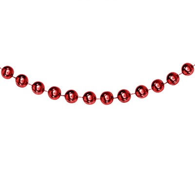 33" Metallic Red Round Beads Necklace